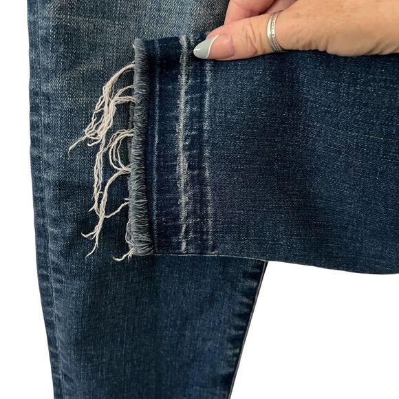Abercrombie & Fitch Harper Ankle Mid-Rise Frayed Hem Medium Wash Jeans - SZ 26/2 - Picture 3 of 7